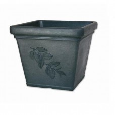 PP Plastic-Products 63-40-5 Laura Square Resin Planter 63-40 16 in. x16 in. x13 in. - Anthracite   